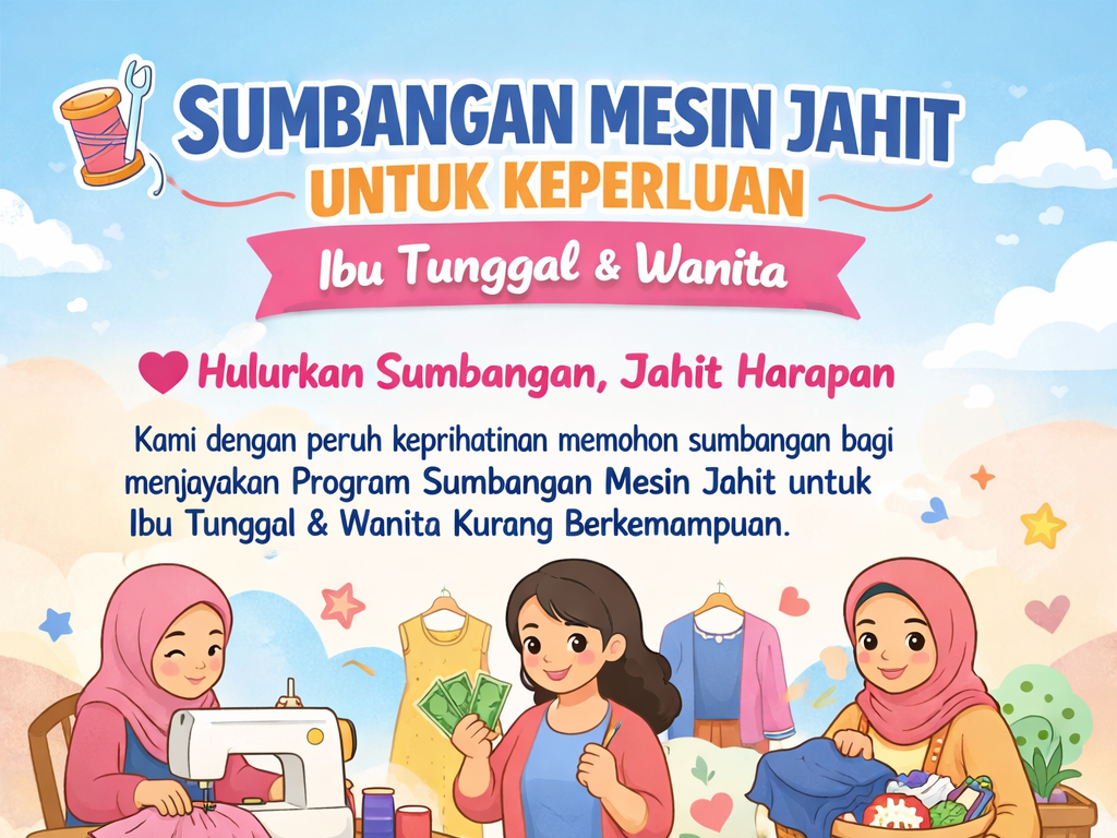 SUMBANGAN MESIN JAHIT BANTU WANITA CIPTA PENDAPATAN
